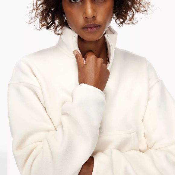Aritzia Tna Polar Half Zip Sweater Whisper White - Picture 11 of 15